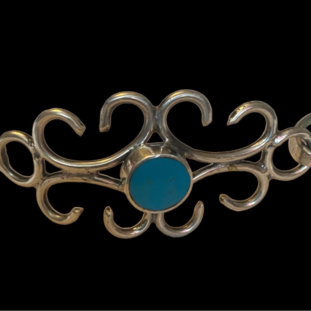 🌴Vintage Sterling Silver Turquoise Bangle, Mexico 925